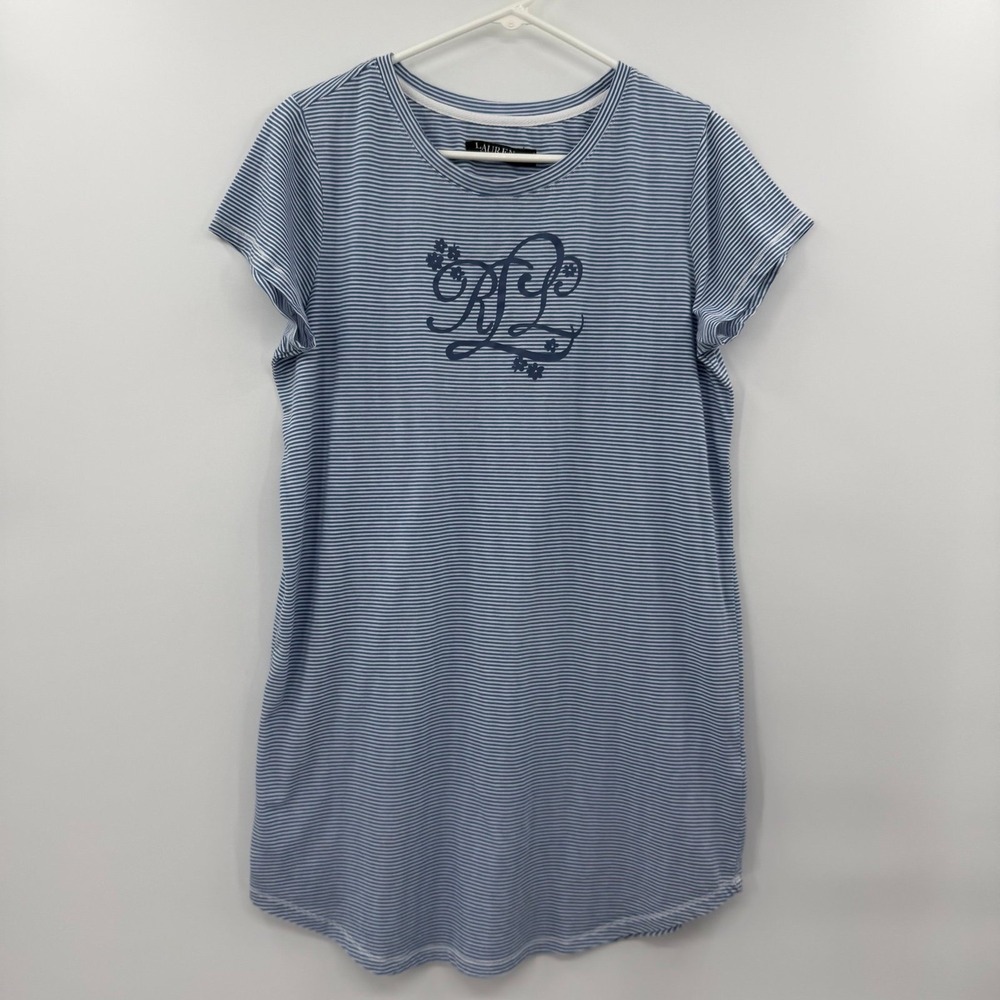 Lauren by Ralph Lauren womens nightshirt gown size Medium blue‎ striped